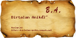 Birtalan Anikó névjegykártya