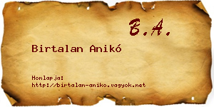 Birtalan Anikó névjegykártya